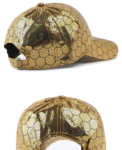 Men'S & Women'S Retro Reflective Cycling Baseball Cap - UPF Sun Protection Hard Brim, Breathable Mesh Back & Golden-Tone Visor, Lightweight Hip-Hop Style for Outdoor Sports, Cycling, Casual Wear - Unisex Spring Summer Hat