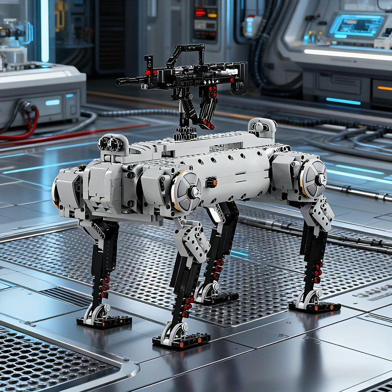 1613+pcs Large-Scale Advanced Tech Robot Dog Building Set with Movable Arms & Legs, ABS Model Kit for s &, Realistic Walking/Posing Robot, Chibi-Style Collectible Gift (Grey/Black) - Compatible with Chibi Figures