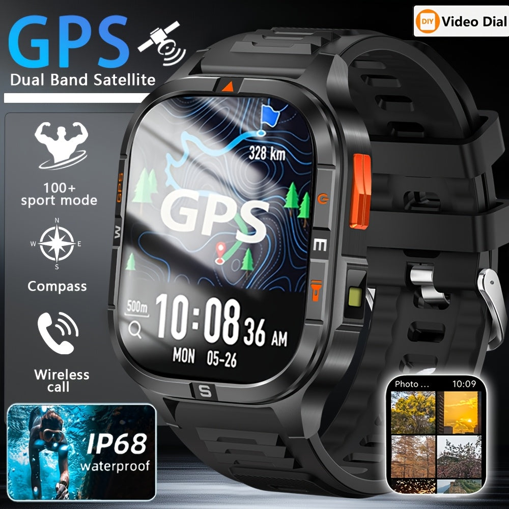 COIUSOR New 2.01-inch GPS Smart Watch, wireless call sync SMS alerts, GPS Positioning, Compass, Altitude, Air Pressure, 3D Dly Video Watch Face, 100+ sports modes Smartwatch for Fitness Tracking, for iPhone and Android mobile