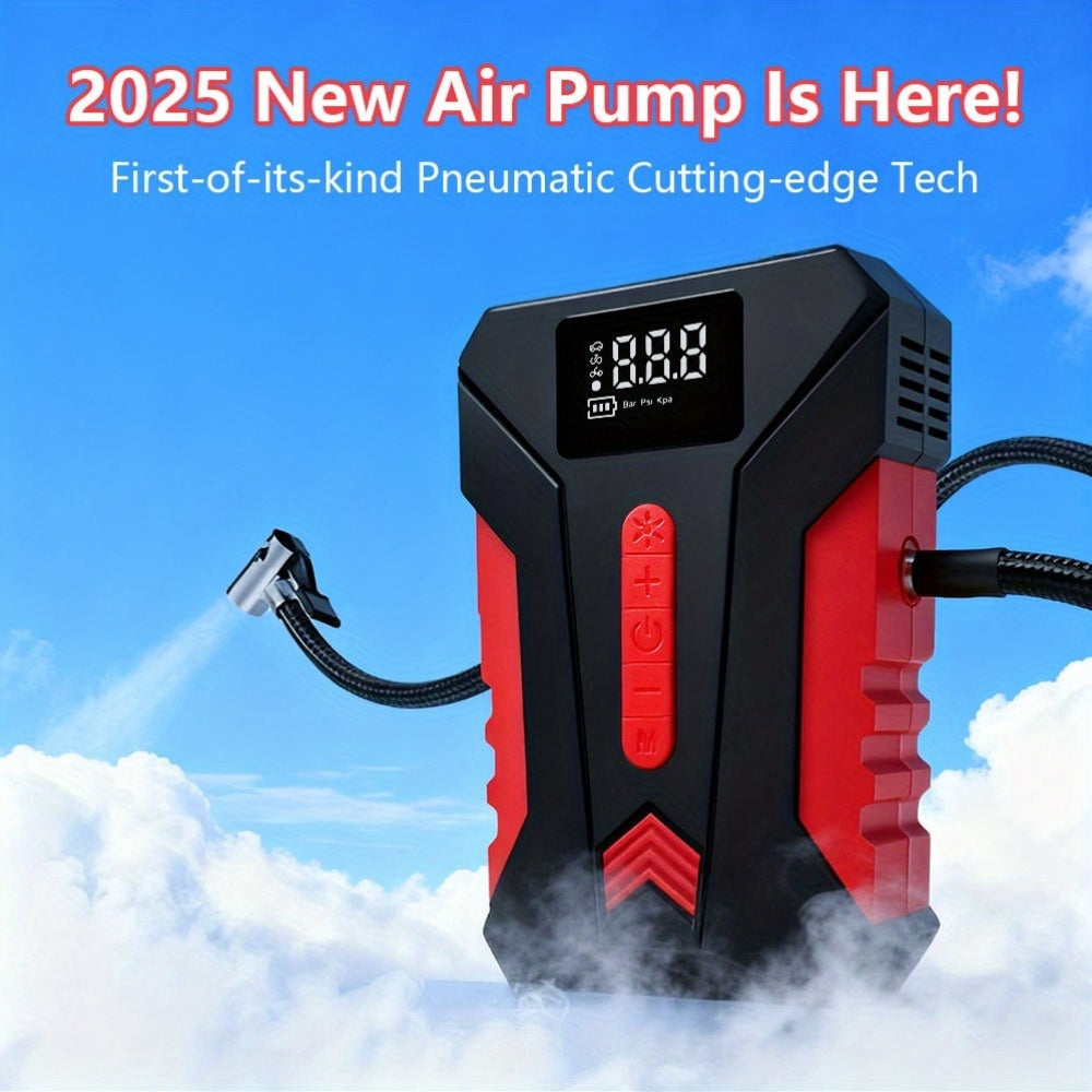 12000A Peak Car Emergency Starter & 250PSI Portable Tire Inflator, 12V (Allgas/ 2.11 Gallons Diesel) Quick Start Vehicle, Portable Car Battery Charger, USB Input/ Output, LED Emergency Light, Auto Additions Tool