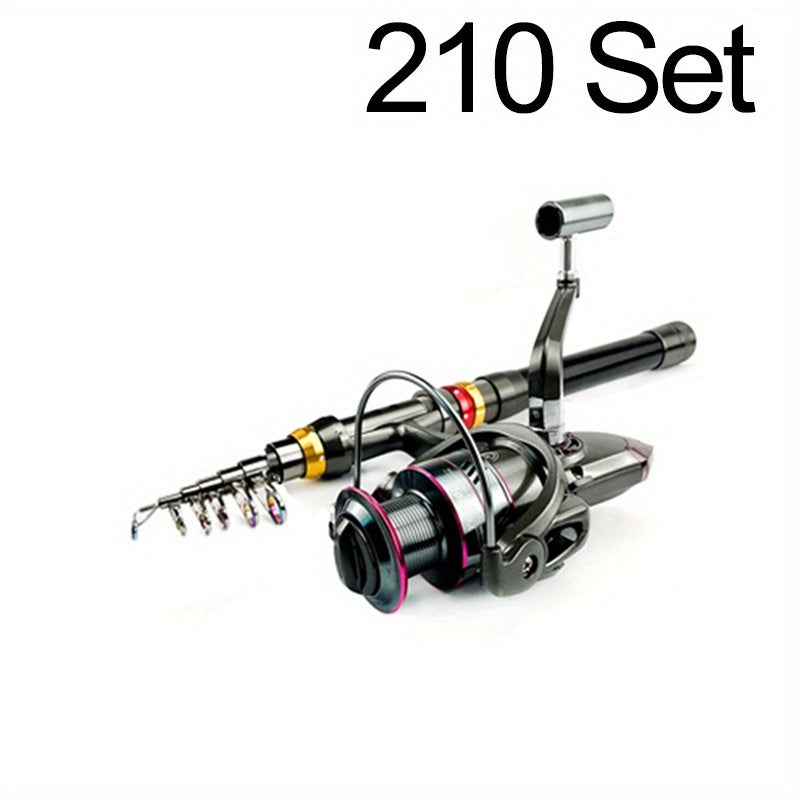 Carbon Fiber GHOTDA New Fishing Rod Combo - Includes 1 Telescopic Rod, 1 Spinning Reel, Foldable Fishing Rod, Suitable for Saltwater & Freshwater Fishing
