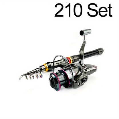 Carbon Fiber GHOTDA New Fishing Rod Combo - Includes 1 Telescopic Rod, 1 Spinning Reel, Foldable Fishing Rod, Suitable for Saltwater & Freshwater Fishing