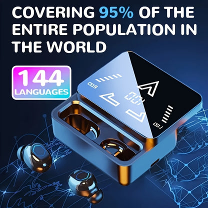 144 Languages Wireless Translation Earbuds, 36-Hour Battery Life, Instant Translation Headphones for Travel, Business & Work with Noise-Canceling Microphone and LED Display, Stereo Sound, Perfect Christmas Gift For Couples