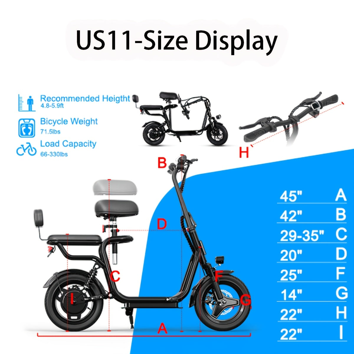 Adult Electric Scooter with Seat - 500W 36V Motor, 20-Mile Range & 18.75 MPH, Adjustable Height & Suspension, Front Brake System, 250 lbs Capacity, 50Hz/60Hz Motor Speeds, Global Voltage 100-240V, Global Plug Compatibility, B