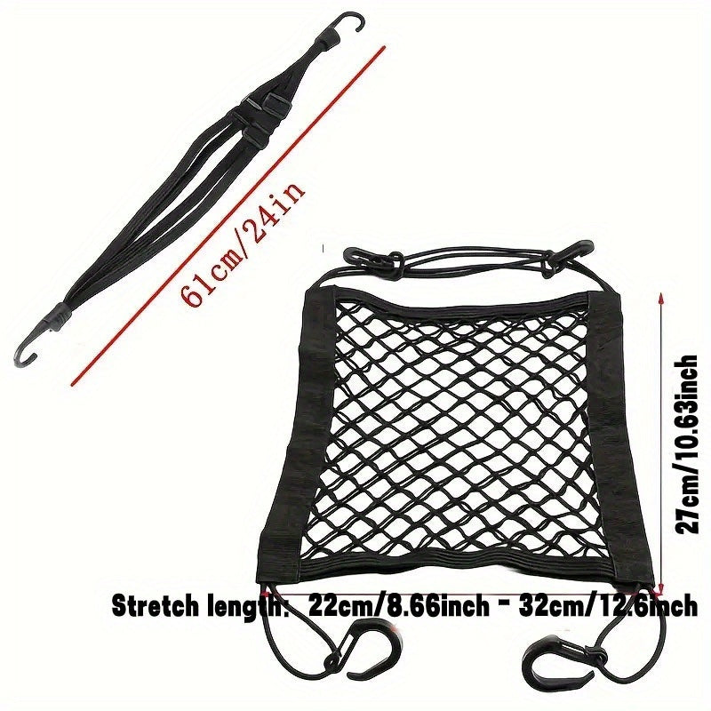 Elastic Bungee Cords for Motorcycles And Bicycles, Helmet Net Straps, Black Mesh Luggage Organizer for Safe Storage