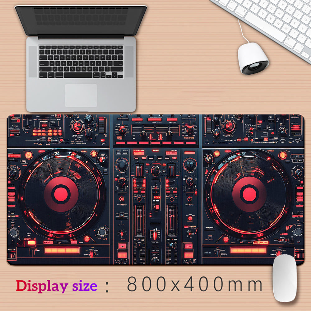 DJ Control Panel Rubber Anti-Slip Mouse Pad - Black with Red & Orange LED Lights, Ideal for Gaming & Office Use, Office Desk Mat|Modern Desk Mat|Durable Desk Mat, Mouse Pads for Desk