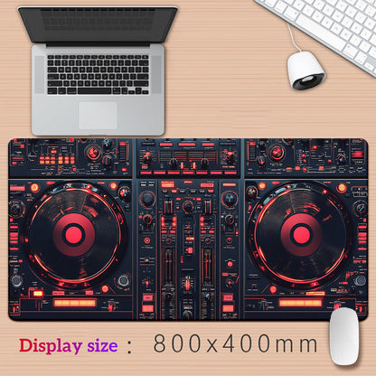 DJ Control Panel Rubber Anti-Slip Mouse Pad - Black with Red & Orange LED Lights, Ideal for Gaming & Office Use, Office Desk Mat|Modern Desk Mat|Durable Desk Mat, Mouse Pads for Desk