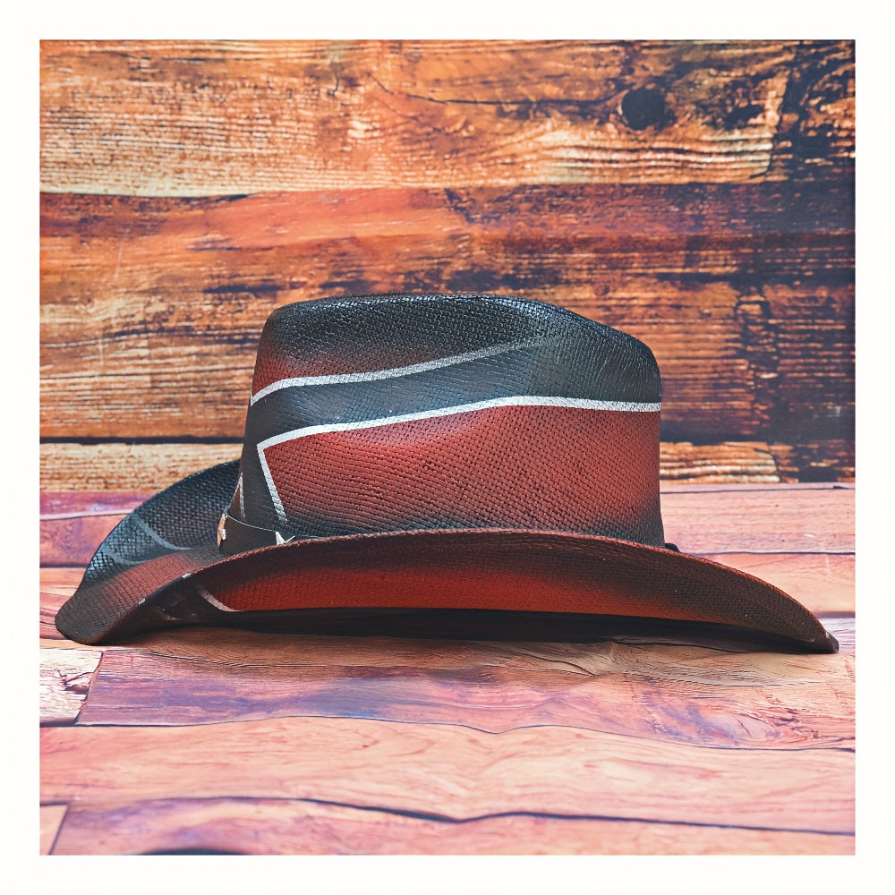 1pc OIERNFE Retro Western Style Outdoor Sports Cowboy Hat - Wide Brim, Breathable Snake Light Beige Pattern, Adjustable Fit for Summer, Red/Black/White/Gray, Python Light Beige Texture