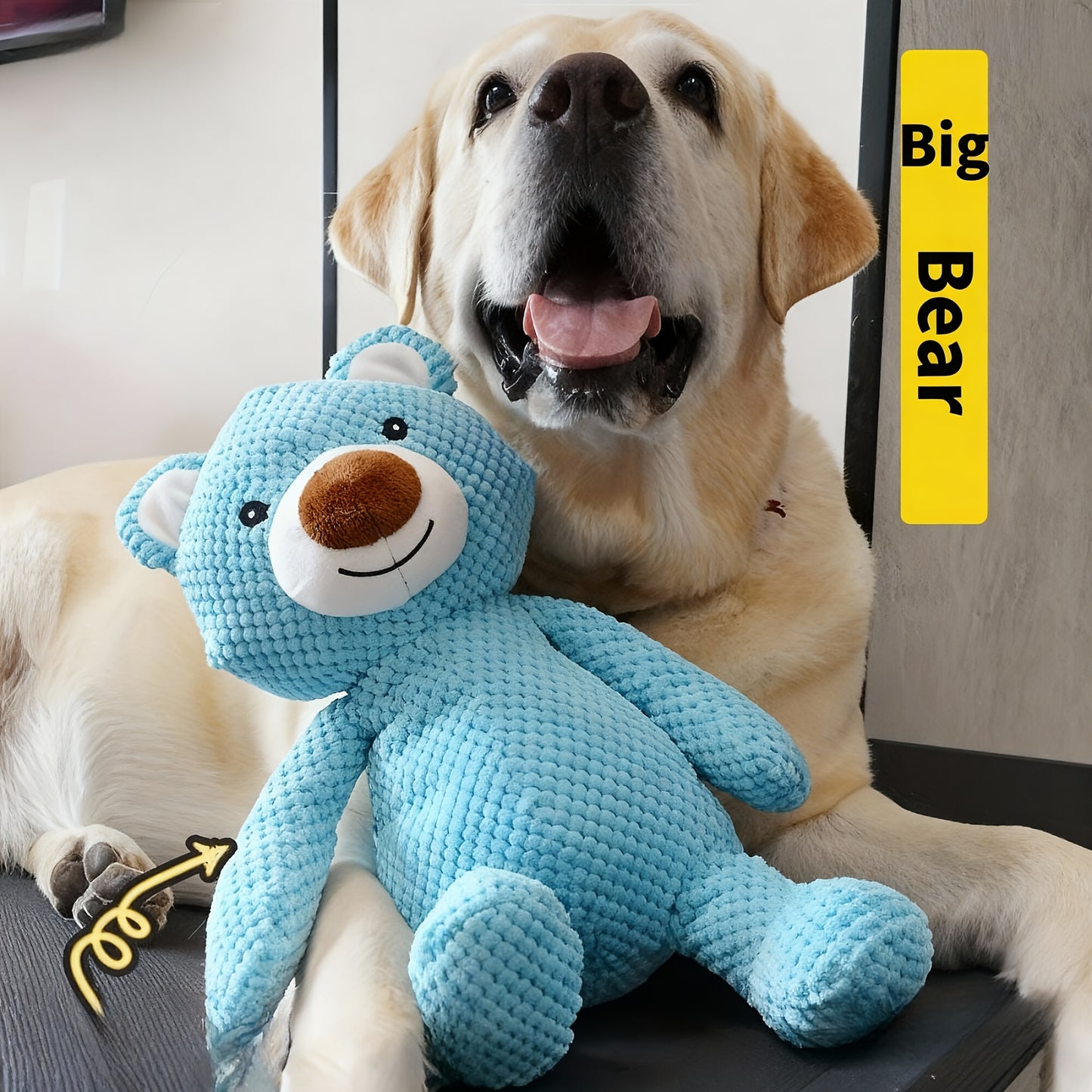 1pc Large Bear Design Dog Plush Toy, Pet Grinding Teeth Squeaky Toy, Durable Chew Toy For Dog Interactive Supply