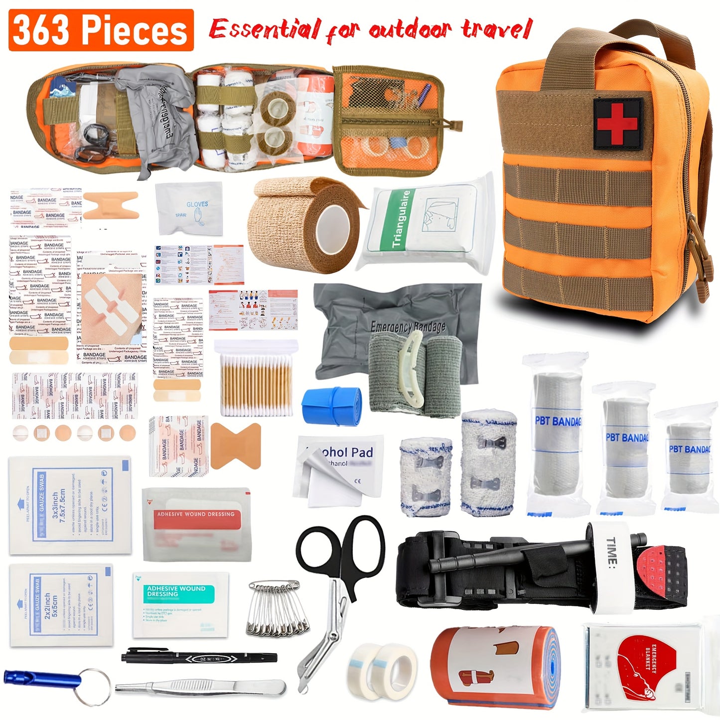 Emergency Preparedness Kit - Ultralight Portable First Aid & Medical Organizer with Essential Supplies for Hiking, Car Survival, Family Emergencies - Compact for outdoor, Travel & Crisis Readiness (No Magnesium/Firestarter)