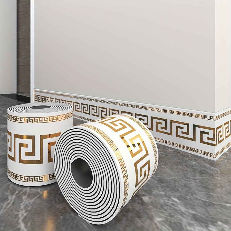1 Roll, 197 inches x 3.94 inches, Large Roll Thickened Version, European Style Marble Tile Panel Wallpaper, Self-Adhesive PVC Faux Brick, Peel and Stick, DIY Removable No Residue, Waterproof, Wear-Resistant, Long Lifespan, Be