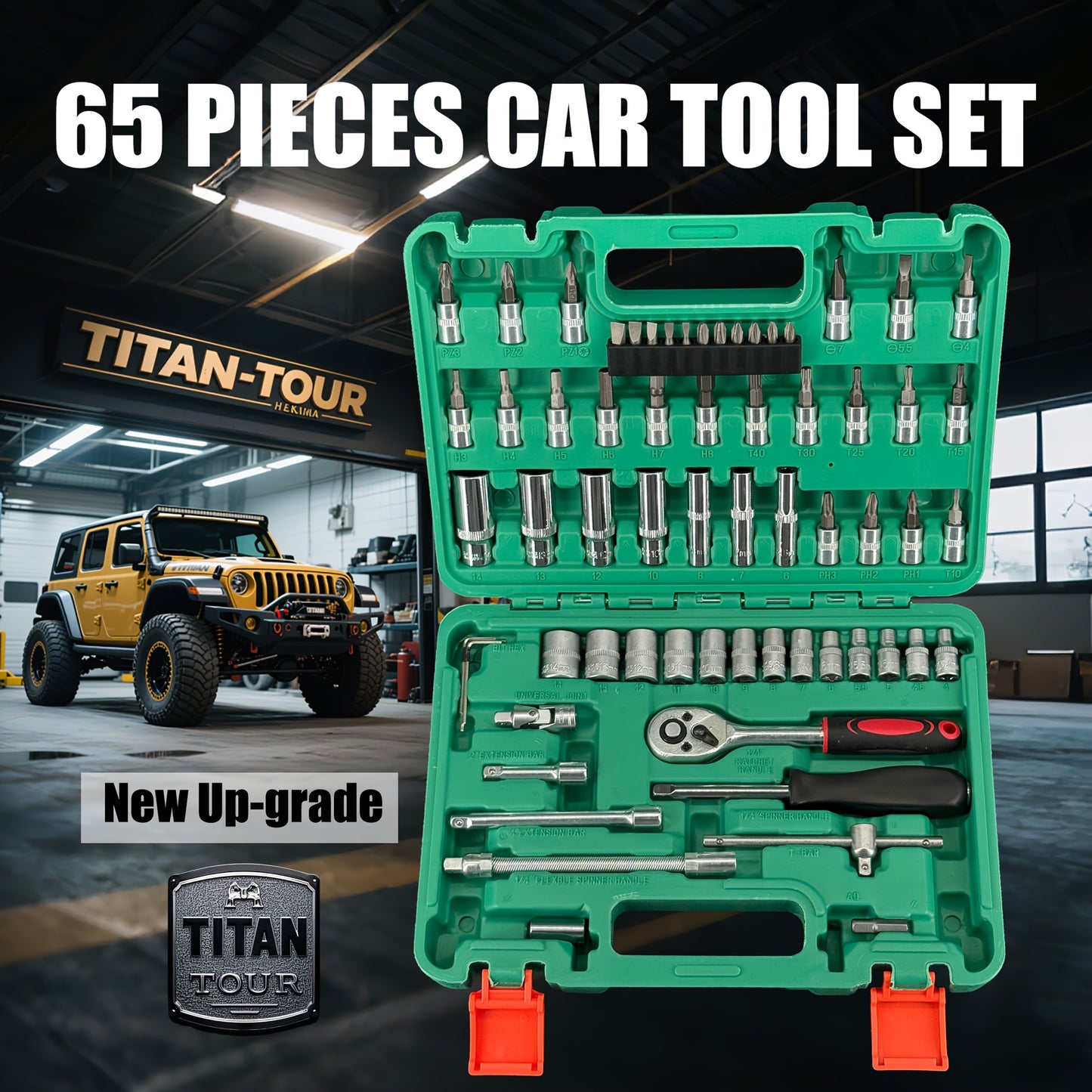 899/216/53PCS Or 230/65PCS Updated Tool Set, MechanicTool Kits for Auto Repair And Household Mechanical Tool Kit for Car Bike Repair Tools, 1/2 *1/4" 3/8 "drive Depth And Standard Sockets, Ratchet Torque Wrench Screwdriver So