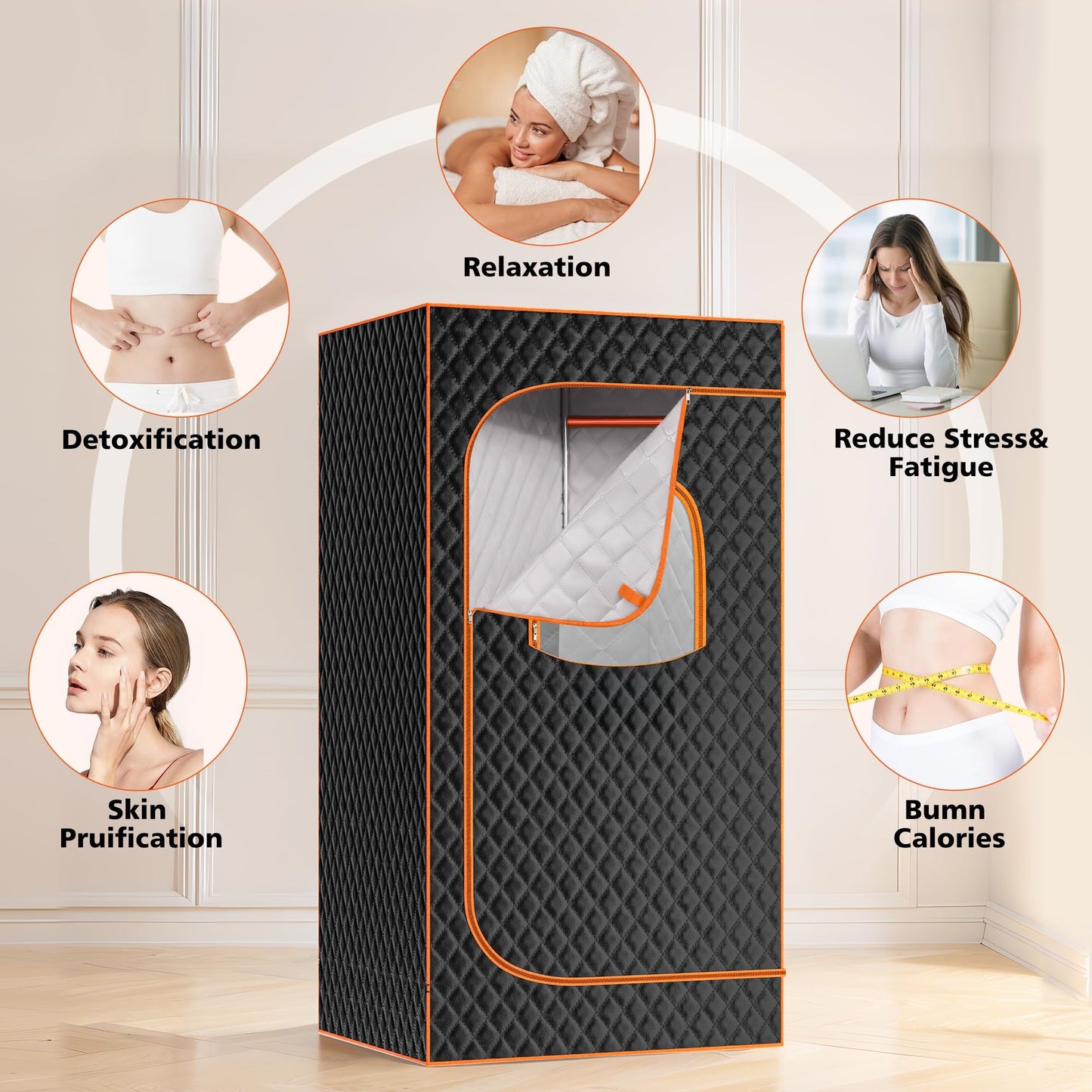 71" x 49" x 36" Portable Double Steam Sauna Tent | Full Body Spa with 2 Steamers, Electric, Foldable, High Temperature, Anti-drying and Leak-proof, Zipper Window, PVC Material, Suitable for Gym and Bathroom Use