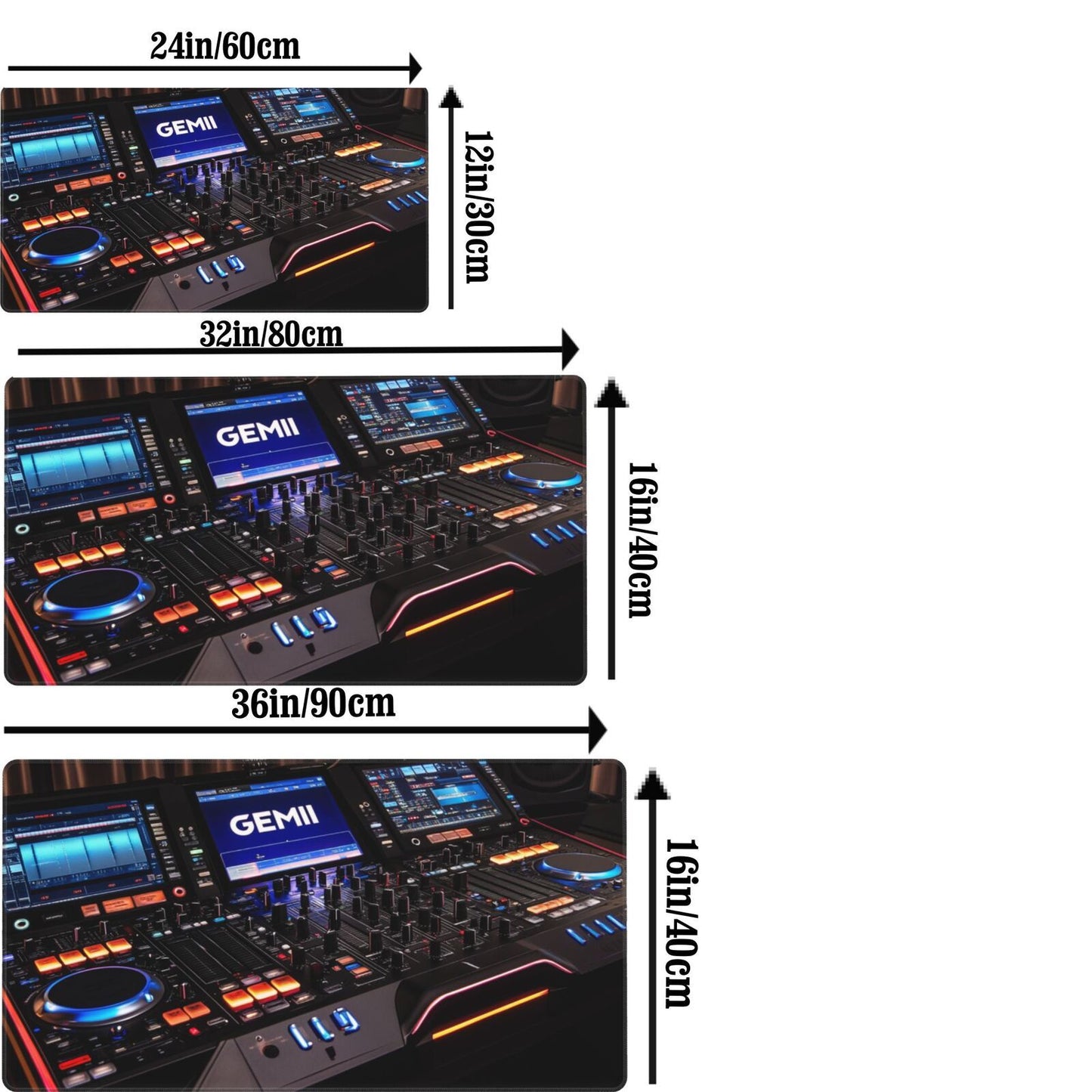 1pc Gemini G4V Controller Design Mousepad, Non-Slip Rubber Base, Washable Oblong Desk Mat for DJs, Professional Mixing & Effects Setup, Modern Black with Illuminated Displays, Mouse Pads for Desk