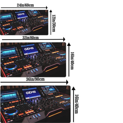 1pc Gemini G4V Controller Design Mousepad, Non-Slip Rubber Base, Washable Oblong Desk Mat for DJs, Professional Mixing & Effects Setup, Modern Black with Illuminated Displays, Mouse Pads for Desk
