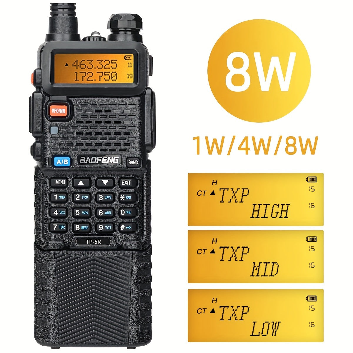 BAOFENG 8W Max Power Ham Radio Long Range Dual Band VHF UHF Handheld High Power 3800Mah Rechargeable Walkie Talkies Handheld Two Way Radio with High Gain Long Antenna, Programming Cable, Speaker Mic And Earpiece Full Kit, 2Pa