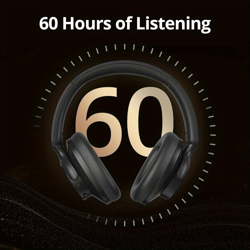 Tronsmart Hybrid ANC Wireless Headphones, Hybrid Active Noise Cancellation, 60 Hours Playtime, Foldable Headset, Hi-Res Audio, 90° Swiveling Earpads, Pair with 2 Devices, App Control, Comfortable Fit for Extended Use, Connec