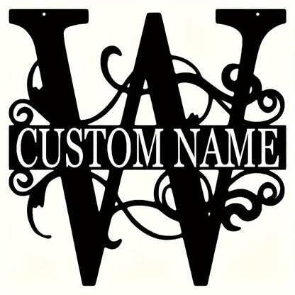 Customized Metal Surname Sign - Personalized Black Art Deco Wall Decor, Reusable Matte Finish, Detachable Pre-pasted Metal Accent - For Home Decor - Suitable for Living Room, Bedroom, Garden, Outdoor Spaces - Unique Gift for