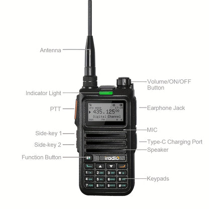 Iradio DM-UV4R DMR Digital Analog Walkie Talkie AES-256 Encryption SMS Dual Mode Dual Time Slot 1024 CH