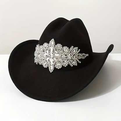 Rhinestone Cowboy Hat Sparkling for Women & Men - Shiny Western Cowboy Hat with Bling, perfect for Christmas, Halloween, Valentines Day - Wide Brim Cowgirl Hat suitable for Music Festival, Bachelorette Party, Weddings Parties