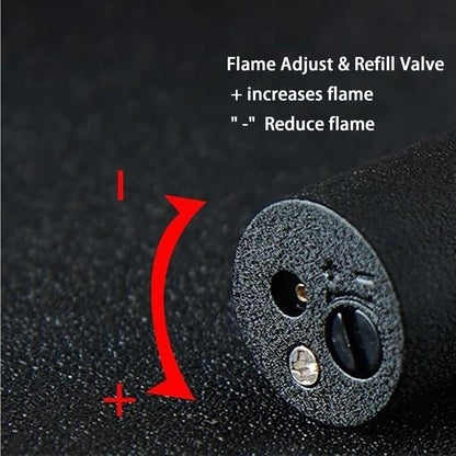 Stylish Push Lighter Designed for Outdoor Use, Featuring a Windproof Design And a Straight Blue Flame. This Mini Portable Spray Torch Is Refillable with Butane Gas And Has an Adjustable Flame. It'S an Ideal Gift for Your Boyf