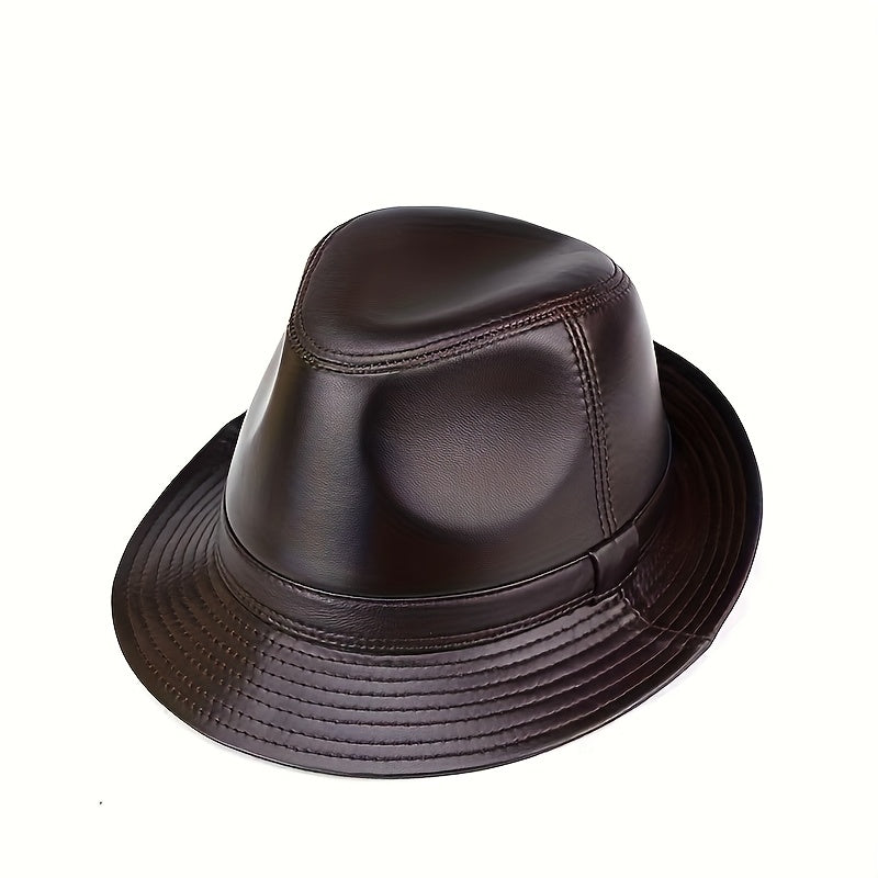 Spring And Autumn First Layer Real Sheepskin HatsMen'S Top HatsGentlemen'S Cowboy BritishJazz HatsMiddle-aged And Elderly Men'S Hats On The Beach