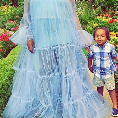 Women' Sexy Lace Off-Shoulder See-Through Maxi Dress - Neck -Line Party Gown with Long Pleated Train Suitable for Club, Prom, Wedding Dresses