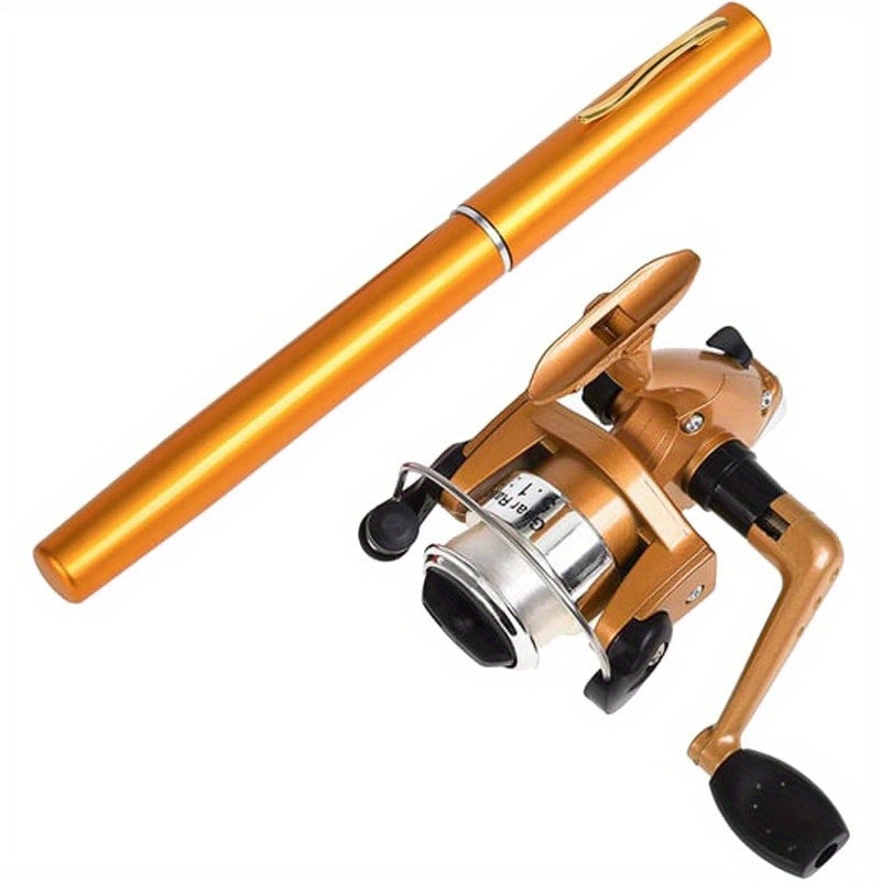 Mini Pen Fishing Rod, 8 inch Portable Rotating Wheel with Reel for Outdoor Fishing