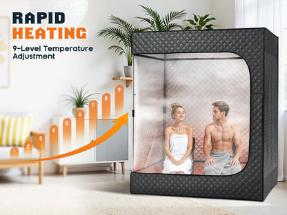 LUXOAK Portable for home Steam Sauna Tent for Two - No Electricity Needed, Quick Setup & Compact Design with Ventilation System, Spacious Interior for Couples, Gym, Spa, or Personal Use - Ideal for Home, Travel, or Commercial
