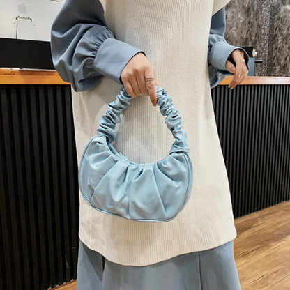 Fashion Pleated Handlebags for Women PU Cloud Bags Leisure Armpit Bag Shopping Shoulder Bags Dumpling Handbag Female Hand Bags