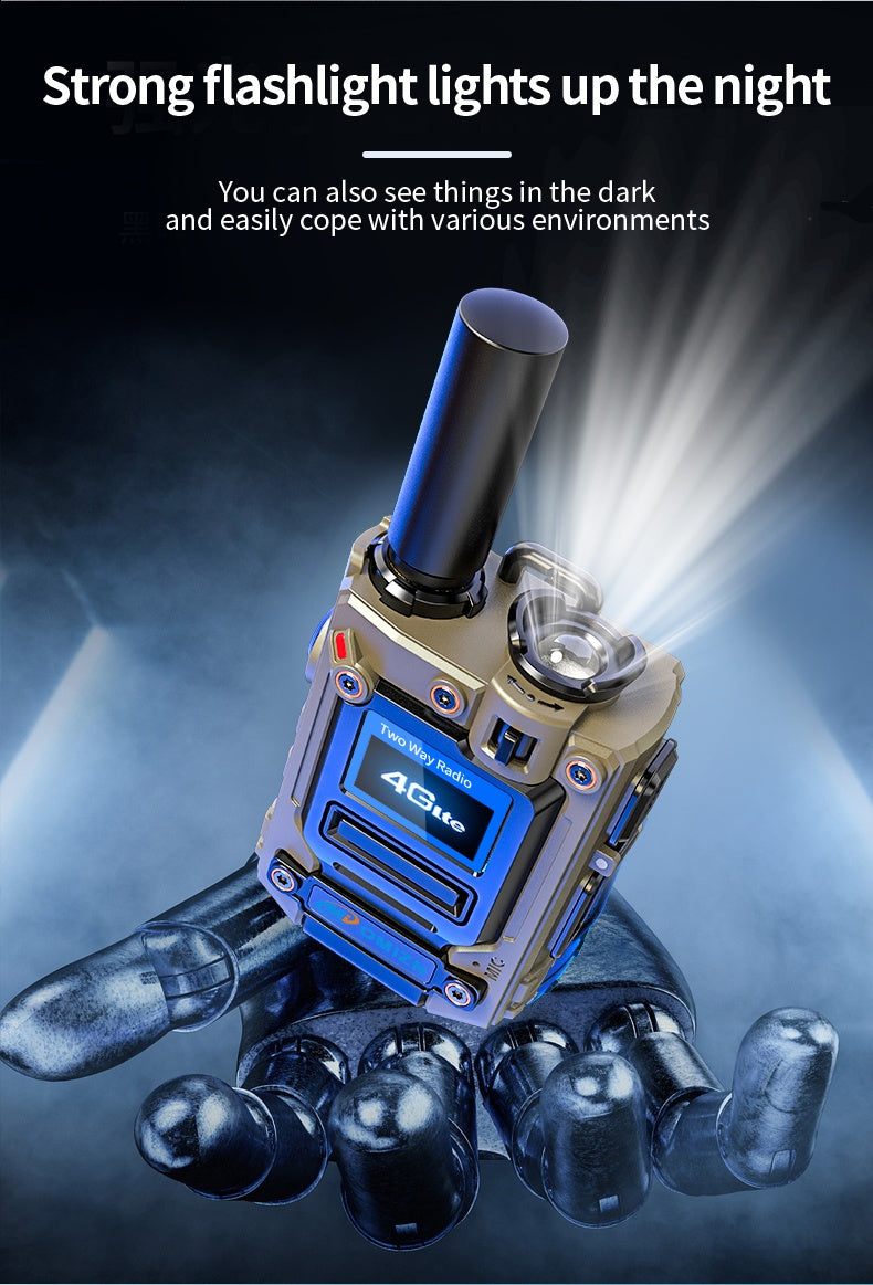 Global Walkie Talkie 5000 Km Real-Time Call, Two-Way Radio PTT with Flashlight, Aluminum Alloy Body, Includes 2.4G/3G/4G/5G and Other Functions, Rechargeable Battery, 172 Countries Coverage, Portable Wireless Mobilizer for Hi