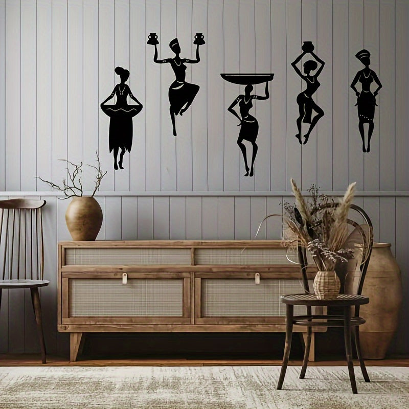 2D Flat, 5pcs African Female Acrylic Wall Decor, African Dancer Artwork, Framed Home Decor, House warming Gifts, Dance Scene Themed Party Decor, Perfect for Birthdays, Valentine's Day, Weddings and Christmas - Ideal for any o
