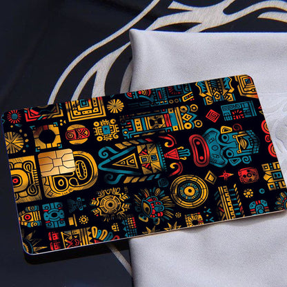 Mythical Mayan Totem Stickers, Featuring 4 Unique Designs, Durable Privacy Stickers Made of PVC Material, Suitable for Credit Cards, Transit Passes, Debit Cards, Keys, and More, Protects Bank Cards, Perfect as Party Favors an