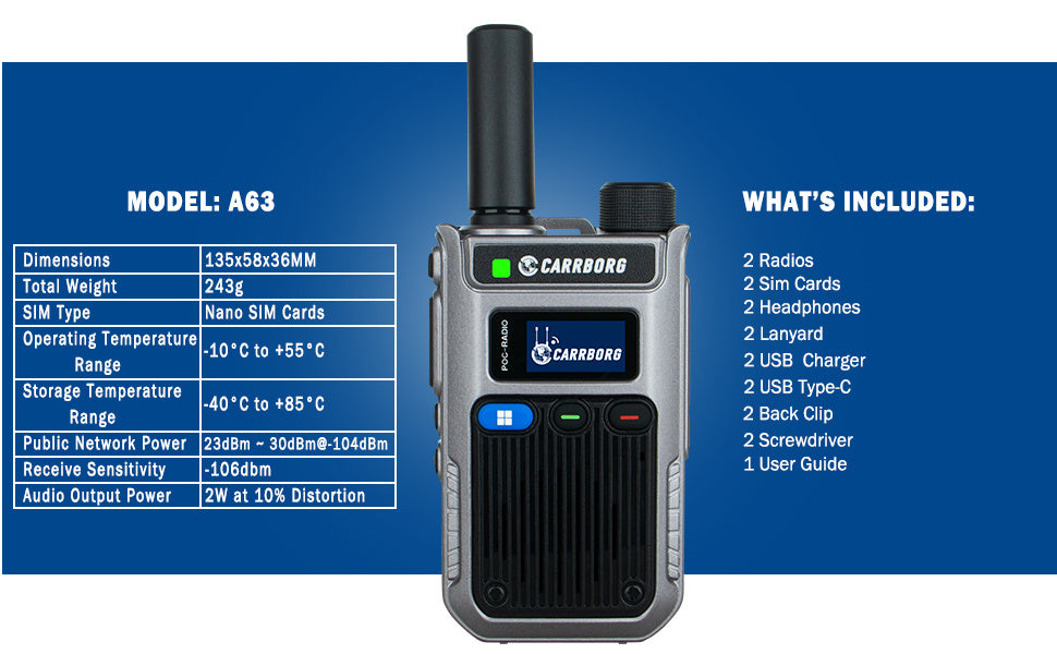 Nationwide Fast Radios Unlimted Range Lifetime Free LTE Walkie Talkies Long Range Two Way Radios Global PoC with SIM Cards(2 Pack), Team Coordination, Longrange Communication, Lightweight Radio, Durable Build, Reliable Commun