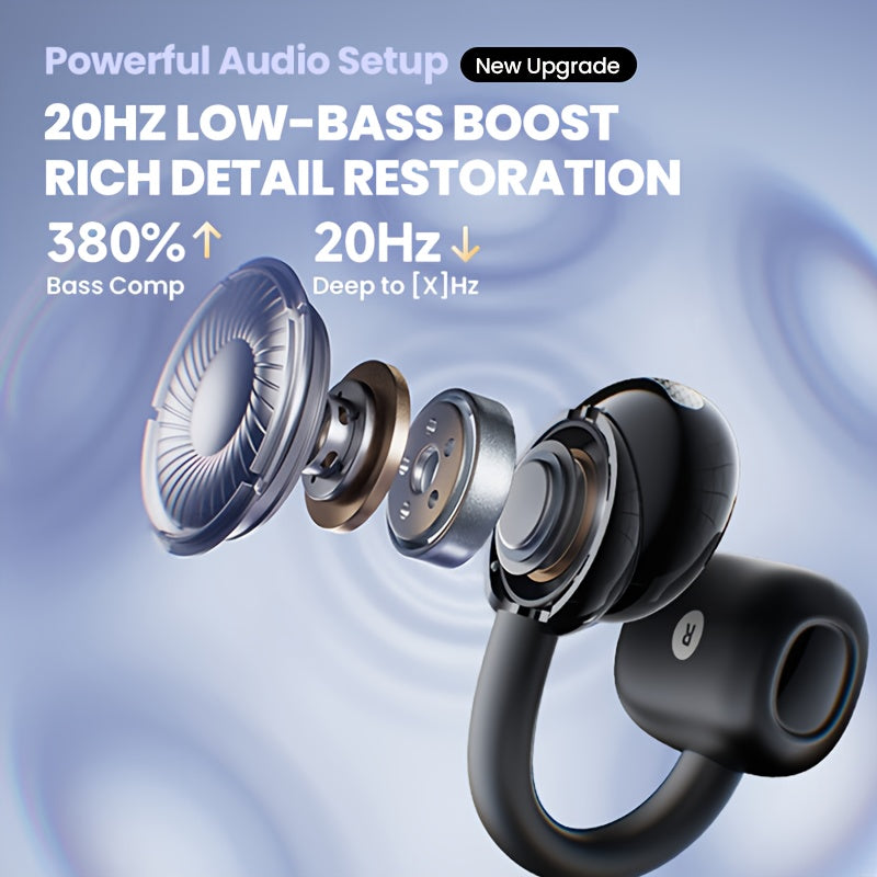 Philips True Wireless Bluetooth Headphones, Open Wireless Earbuds, Ear Clip Wireless Earbuds, for iPhone and Android, Comfortable to Wear, Bluetooth 5.4, 46 Hours of Playtime, Stereo Bass, LED Battery Display, ENC Dual Noise