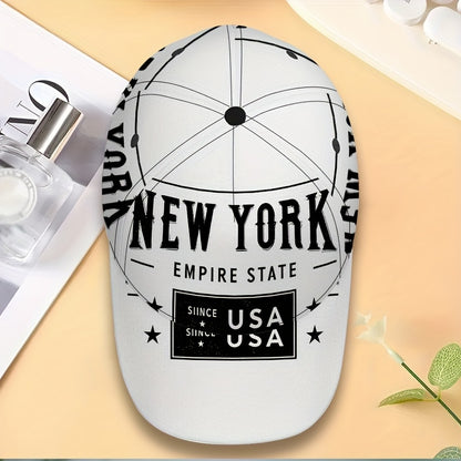 1pc 2D NewYorkBadge Print Baseball Cap - Polyester Adjustable Snapback with Full-Body Vibrant Design, Ideal for Outdoor Sports, Running & Casual Streetwear.