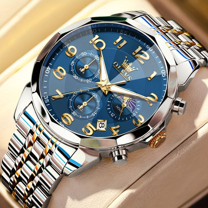 OLEVS Watches For Men Analog Quartz Dress Business Watch Day Date Stainless Steel Classic Casual Luxury Luminous Male Wrist Watches Golden/black/blue/white