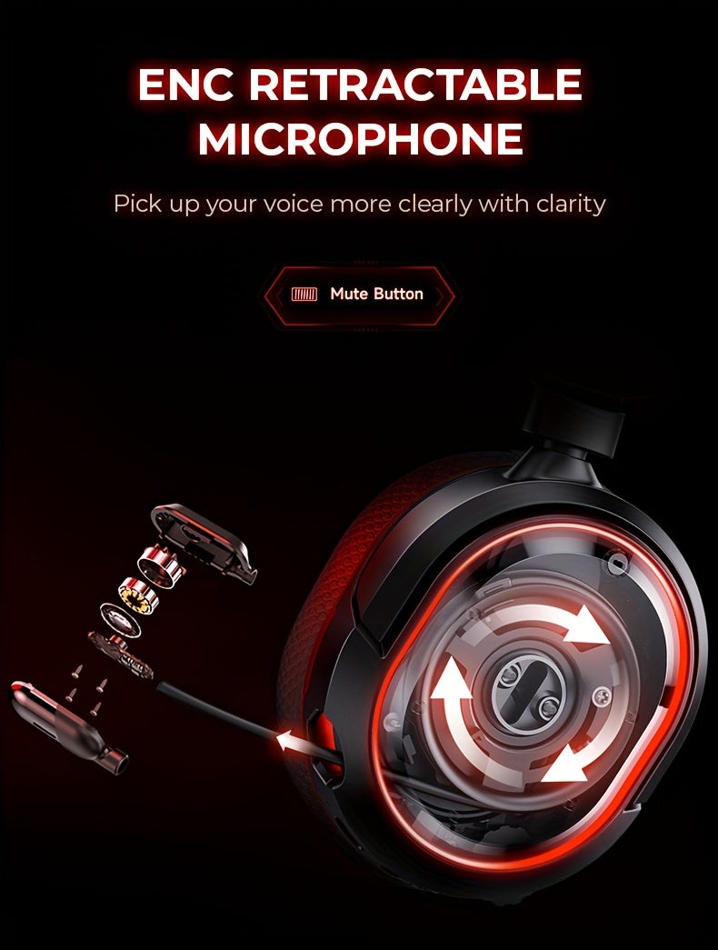 Wireless Gaming Headset with 7.1 Surround Sound, 2.4GHz USB Wireless Gaming Headphones, 100H Battery, Wireless 5.4, ENC Noise Canceling Mic, RGB Light, Wireless Headset for PC PS5 PS4 Mac Switch