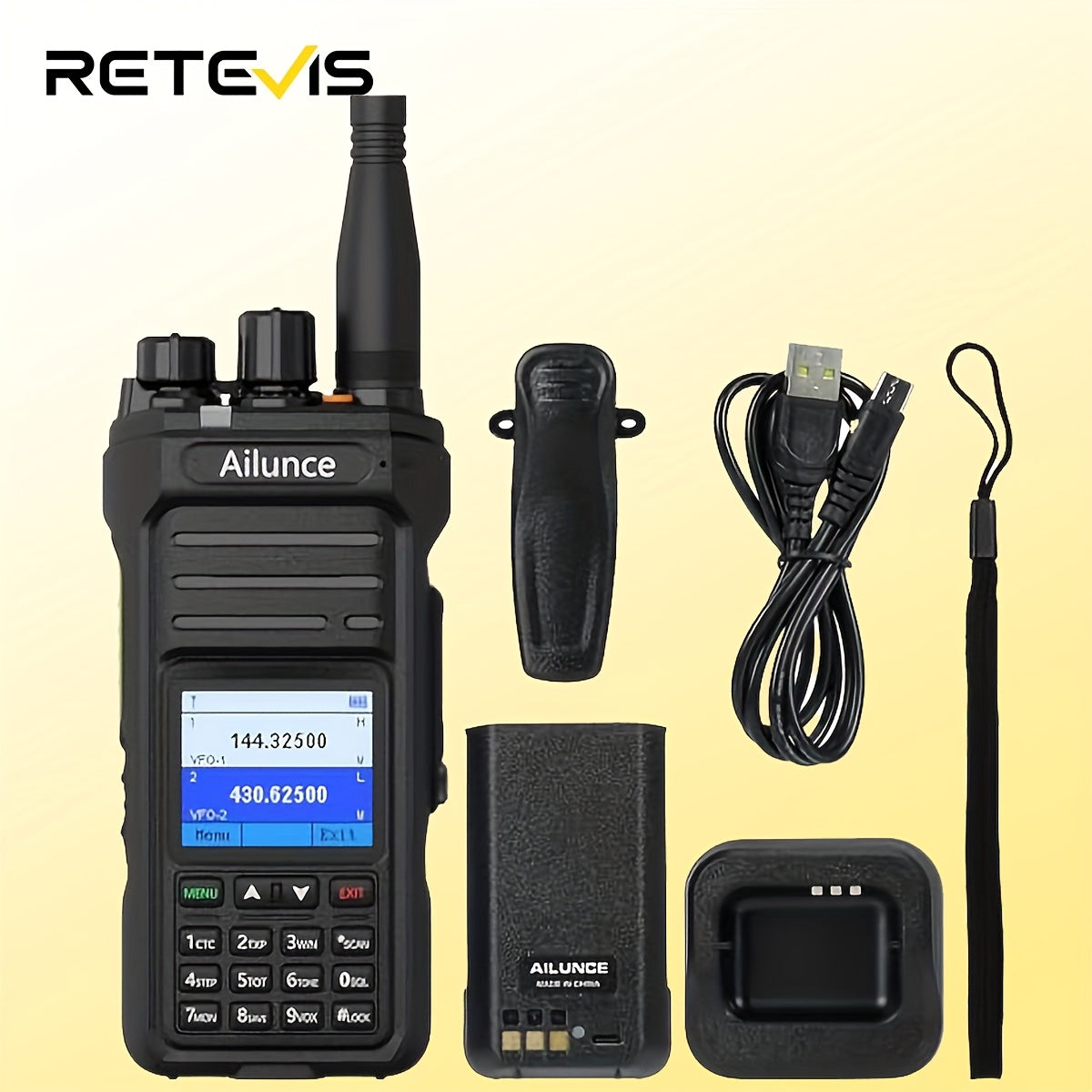 Retevis Ailunce HA1UV Dual Band Handheld Ham Radio - Long Range Two-Way Walkie Talkie with NOAA Weather Alert, Emergency Alarm/SOS, 2800mAh USB-C Power, VFO & 256 Channels U/V Bands for Hurricane, Wildfire, Search & Rescue