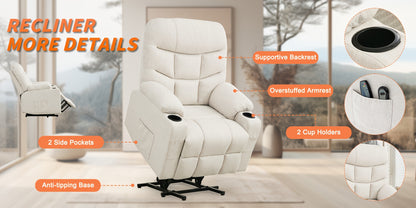 Comfortable Chair For The Living Room, Relaxation, Electric Reclining Chair, Electric Reclining Chair For Adults, Electric Lifting Chair With Heating Function, Massage Function, Electric Reclining Chair With Side Pockets