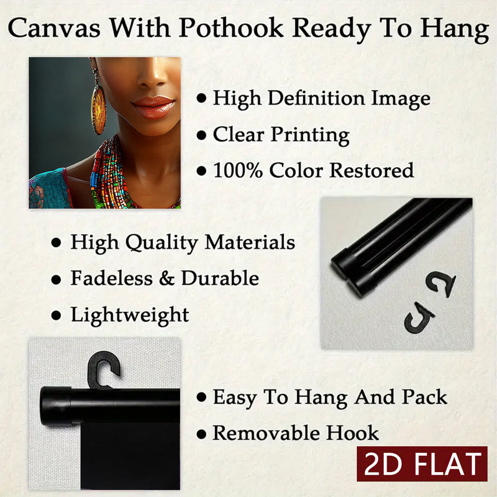2D/ FLAT-3pcs African flame women wall murals, African women holding flame containers and wearing exquisite jewelry, high-definition high-quality printing, ink artwork poster, suitable for living room, bedroom, office decorat