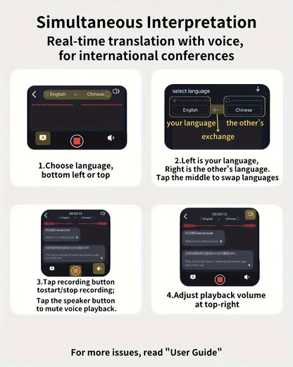144 Real Time Translation Earphones] New 144 Translation Earphones - Real Time Translation, Suitable for Travel, Business, Work
