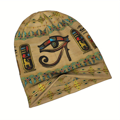 Egyptian-Inspired Unisex Beanie Hat - Lightweight Warm Slouchy Pullover with Vibrant Hieroglyphic & Star Patterns, Casual Hiphop Fashion Accessory for Men & Women, Hat Beanie, Stylish Winter Wear, Comfortable Headwear
