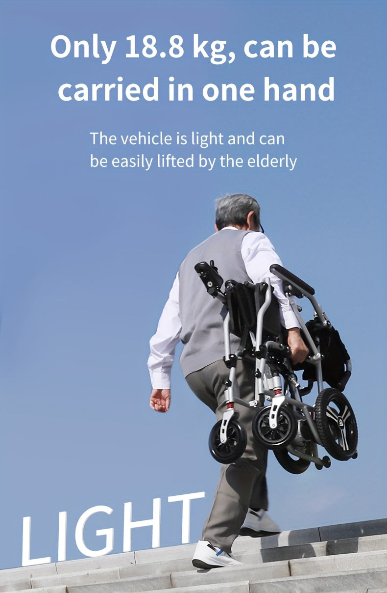 Load Capacity 350 Pounds, Frame 16.8kg, 15-17 Miles Long Battery Life Upgrade Smart Electric Wheelchair, Adult Electric Wheelchair Scooter, Light Step Folding, Put Into The Trunk, Removable Lithium Battery, Suitable For Trave