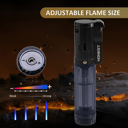 Windproof Straight Flame Lighter Without Butane, Featuring a Sand Wheel, a Visible Gas Window, And an Inflatable Design. This Mini Lighter Is Portable And Perfect for Use in The Kitchen, Fireplace, Or As Gifts for Occasions L