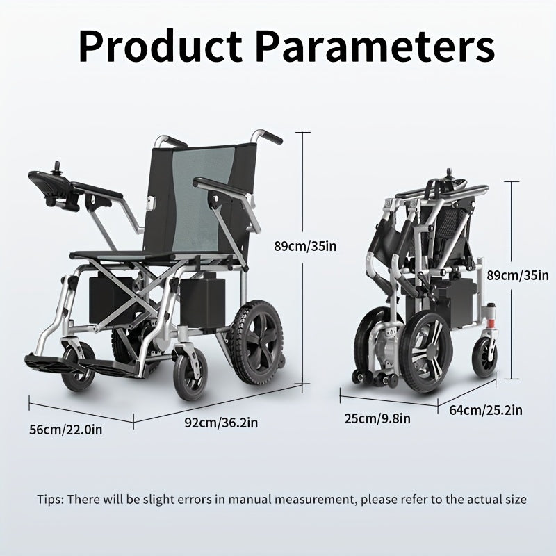 Load Capacity 350 Pounds, Frame 16.8kg, 15-17 Miles Long Battery Life Upgrade Smart Electric Wheelchair, Adult Electric Wheelchair Scooter, Light Step Folding, Put Into The Trunk, Removable Lithium Battery, Suitable For Trave