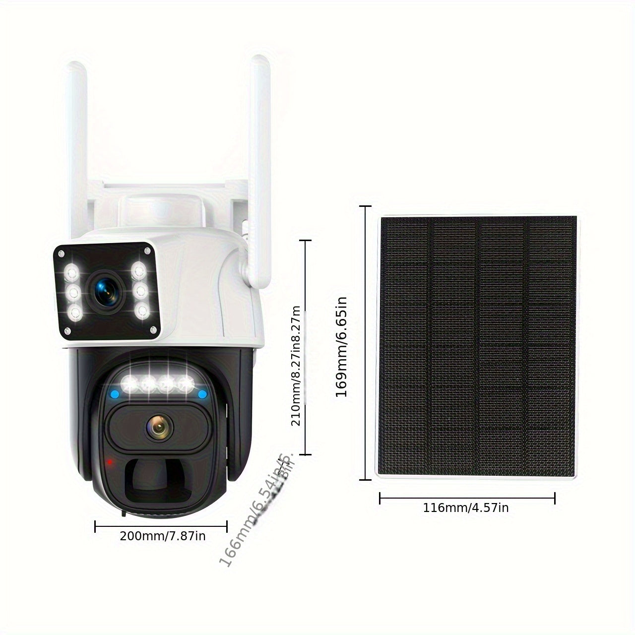 7pcs Hawkray Solar-Powered Wireless Outdoor Security Cameras, 2K HD 360° PTZ, 10X Zoom, Two-Way Audio, Spotlight Siren & PIR Motion Detection, Solar Panel Included, App-Controlled For Home/Office,.