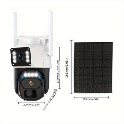 7pcs Hawkray Solar-Powered Wireless Outdoor Security Cameras, 2K HD 360° PTZ, 10X Zoom, Two-Way Audio, Spotlight Siren & PIR Motion Detection, Solar Panel Included, App-Controlled For Home/Office,.