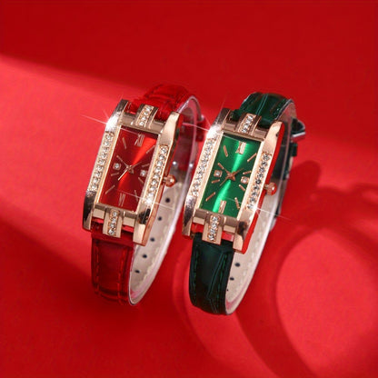 2/ 3pcs/ set Women Watch Set, PU Leather Simple Quartz Watch, Rectangle Fashion Dial, Gift for Women