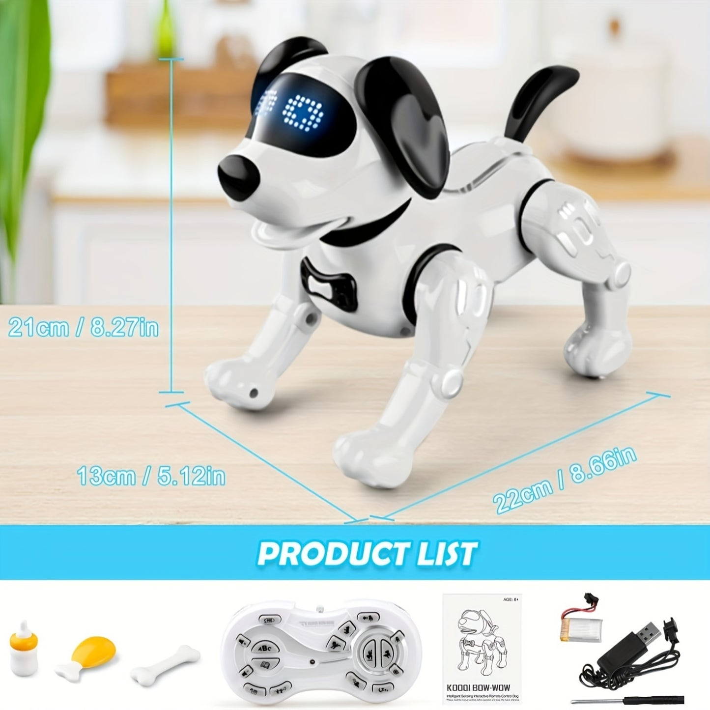 1pc Interactive RC Robot Dog Toy with Remote Control, Programmable Stunt Robot Dog, Infrared Sensor, USB-Rechargeable, LED Eyes & Sound, for Indoor/Outdoor Play, Birthday Party, Home Decoration - Ideal Gift for Adults & Famil